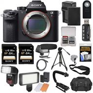 Sony Alpha A7R II 4K Wi-Fi Digital Camera Body with (2X) 64GB Cards + Battery & Charger + Case + Flash + LED + Microphone + Tripod + Kit