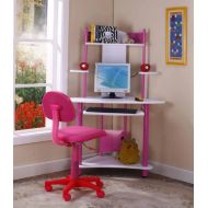 Limelights Kings Brand Furniture Pink Finish Corner Workstation Kids Children’s Computer Desk & Chair