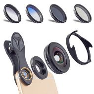 Apexel APEXEL 6 in 1 Camera Lens Kit,0.6X Super Wide Angle Lens & 10X Macro Lens+CPL Filter+GND Blue+GND Gray+ND8 Filter Cell Phone Camera Lens for iPhone Samsung Sony and Other Smart Pho
