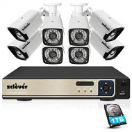 1080P Home Security Camera System, Zclever 16 Channel 5-in-1 DVR with 1TB HDD, 8 pcs 2.0 Megapixel Weatherproof IP66 Surveillance Cameras Outdoor/Indoor with IR Night Vision, Motio