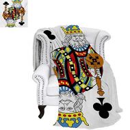 Warmfamily warmfamily King Summer Quilt Comforter King of Clubs Playing Gambling Poker Card Game Leisure Theme Without Frame Artwork Digital Printing Blanket 62x60 Multicolor
