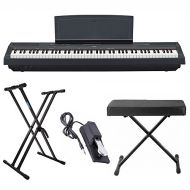 Yamaha P125 88 Weighted Key Digital Piano Bundle with Knox Double X Stand, Knox Large Bench and Sustain Pedal