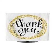 Miki Da Indoor tv covertv dust Cover 70 inch Thank You Hand Lettering in a Round Gold Frame