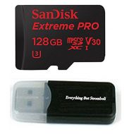 SanDisk 128GB Sandisk Extreme Pro 4K Memory Card for Gopro Hero 6, Fusion, Hero 5, Karma Drone, Hero 4, Session, Black Silver White - UHS-1 V30 128G Micro SDXC with Everything But Strombol