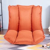 Harper&Bright Designs Adjustable 5-Position Lazy Floor Chair Gaming Sofa Chair Lounger Folding Floor Chair with Back Support (Oange)