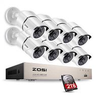 ZOSI Security Cameras System 8CH 1080P HD-TVI CCTV DVR Recorder 2TB HDD with 8 Weatherproof 1920TVL 2.0MP 1080P 100ft Night Vision Surveillance Cameras White (Aluminum Metal Housin
