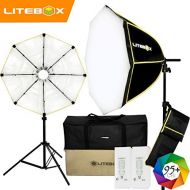 LiteBox 1350W Photography Lighting Kit by LITEBOX 28x28 Portable Collapsing Octagon Softbox Lighting Kit - 5500K 95+ CRI Daylight
