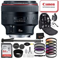 Canon EF 85mm f/1.2L II USM Lens Professional Package Deal: SanDisk Ultra 64GB SDXC + Pro Series 72 Monopod + DSLR Camera Backpack and More