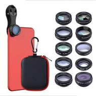 10 in 1 Set Universal Mobile Phone Lens Multi-Function Filter Fisheye Wide-Angle Macro Increase Polarization for iPhone, Samsung, LG HTC and Other Smartphone
