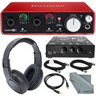 Focusrite Scarlett 2i2 USB Audio Interface (2nd Generation) and Rolls PM351 Personal Monitor Station for Musicians Deluxe Bundle