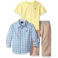Nautica Baby Boys Long Sleeve Woven Shirt, Tee, and Twill Pant Set