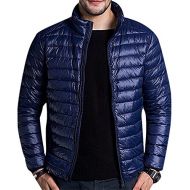 ManCave Mancave Men Solid Color Stand Collar Zipped Quilted Short Duck Down Jacket