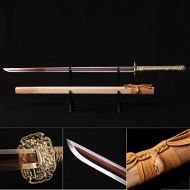 Ace Ninja Sword, Fully Handmade Japanese Samurai Sword 1060 High Carbon Steel Double Edge Sharpened with Center Concave Fluted Shape
