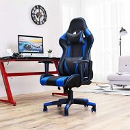 Muzii Gaming Chair Racing Style Premium PU Leather Task Chair Ergonomic Design Executive Computer Chair, Office or Home, Blue
