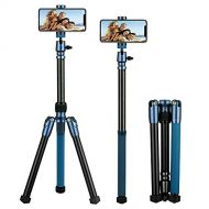 MOMAX Compatible for Camera Phone Compact Aluminum Tripod,56 Inch 1.87lbs Portable Lightweight Tripod Monopod Stand with Ball Head Phone Grip and Carry Bag for DV Canon Nikon Sony