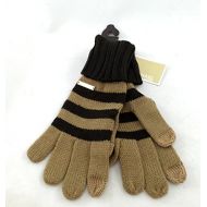 Michael Kors Knit Brown Camel Tech Gloves, Chocolate/Camel