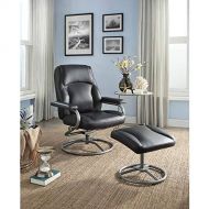 HOMEHAVENLLC Recliner Swivel Chair and Ottoman Set, Plush Pillowed Layers for Comfort, Sturdy Metal Tube Frame, Tension Adjust Knob, Matching Vinyl on Back and Sides, Multiple Colors + Expert G