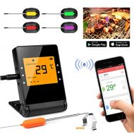 BBQ Meat Thermometer, Basecamp Wireless BBQ Thermometer, Upgraded Smart Bluetooth Cooking Thermometer with 4 Stainless Steel Probes Remote Monitor for Grilling, Cooking Kitchen Ove