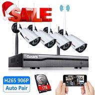 CANAVIS Security Camera System Wireless with Hard Drive 4CH 960P NVR Kit with 4pcs Surveillance Bullet IP Camera 1.3MP Indoor Outdoor Wireless Live Video Recorder P2P IR Night Vision Water