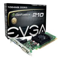 EVGA GeForce 210 1024 MB DDR3 PCI Express 2.0 DVIHDMIVGA Graphics Card, 01G-P3-1312-LR