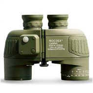 NOCOEX 10X50 Battalion Adults Compact Binoculars with Internal Rangefinder and Compass Military Waterproof Binoculars,for Stargazing and Bird Watching - Army Green