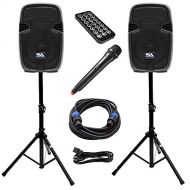 Seismic Audio - PAIO12 - Active 12 Inch PA Speaker System - Bluetooth, Wireless Mic, Speaker Stands and Cables