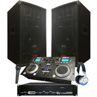 Adkins Professional Audio Starter Dj System - 2100 WATTS - Connect your Laptop, iPod, USB, MP3s or Cds! 10 Speakers, Amp, MixerCd Player, Mic, Headphones.