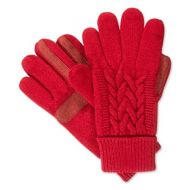 ISOTONER Isotoner Signature Solid Triple Cable Knit Palm SmarTouch Tech Gloves in Red, One Size
