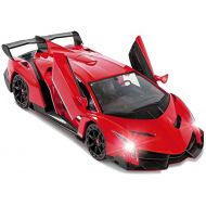Super Car Red Lamborghini Veneno Battery Operated Remote Control Car - Kids Favorite Toy -1/14 Scale