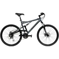 2018 Gravity FSX 1.0 Dual Full Suspension Mountain Bike with Disc Brakes, Shimano Shifting (Gray, 21in)