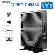 Msecore Fanless Office Protable Mini PC Host Intel 4th Gen of Intel Core I7-4558u(single 8GB Ram,128GB Ssd,Wife) with Intel Hd Graphics Hd510032002000 Resolution supported 2LAN, 2H