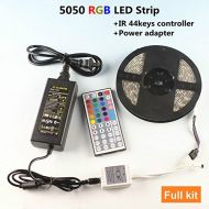 HS Light RGB LED Strip Lights Full Kit Waterproof SMD5050 16.4ft 300LEDs Color Changing Flexible Rope Lights with 44Key Remote+12V 5A Power Supply+IR Control Box