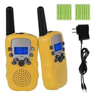 Upgrow Kids Walkie Talkies 22 Channel 0.5W FRS/GMRS Two Way Radios Long Range Handheld Walkie Talky with LED Flashlight for Children (Yellow Rechargeable)