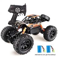 Wisleo RC Cars W838, 1/16 Scale 2.4Ghz 4WD All Terrain Remote Control High Speed Vehicle Off Road Monster Truck RC Toys, Best Birthday Gift for Kids - Orange (New Version)