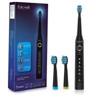 Fairywill Sonic Toothbrush Clean as Dentist Rechargeable Electric Toothbrush with Smart Timer 4 Hours Charge Minimum 30 Days Use 5 Optional Modes Travel Toothbrush with 3 Brush Heads Black b
