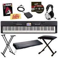 Casio Privia PX-360 Digital Piano - Black Bundle with Adjustable Stand, Bench, Dust Cover, Headphones, Sustain Pedal, Instructional Book, Austin Bazaar Instructional DVD, and Polis