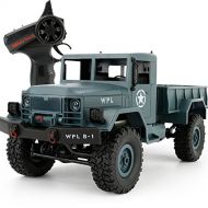 Thiningstars Boys Toy Electric Military Truck Four-wheel Drives Off-road Climbing Car Model 1:16 Remote Control Cars with Built-in Battery (Blue)