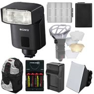 Sony Alpha HVL-F32M Compact Flash with AA, NP-FW50 Battery & Chargers + Soft Box + Backpack Kit for A6000, A6300, A7, A7R, A7S II Cameras