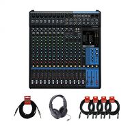 Yamaha Package Bundle - Yamaha MG16XU 16-channel Analog Mixer + EMB EBH700 Pro Preminum Wire Headphone + 4 XLR XLarge Cables + 3.5mm to Dual 1/4 Cable