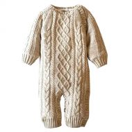 Goodkids Toddler Boys Girls Layette Cable Knit Sweater Romper Coral Fleece Lining Warm Jumpsuit Outfits Clothes