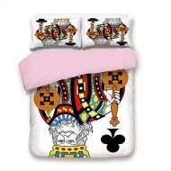 IPrint Pink Duvet Cover Set／King Size／King of Clubs Playing Gambling Poker Card Game Leisure Theme without Frame Artwork／Decorative 3 Piece Bedding Set with 2 Pillow Sham／Best Gift For Gi