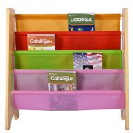 Trois_s trois_s Wood Kids Book Shelf Sling Storage Rack Organizer Bookcase Display Holder Opt