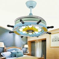 Lighting Groups 42 Inch Blue Ceiling Fan Lights Pirate Ship Steering Wheel Led Fan Chandelier for Dinningroom Living Room Ceiling Lights Children Bedroom Stealth Ceiling Light with