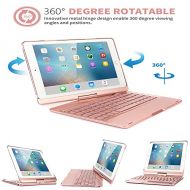 TechCode iPad Air 2 Keyboard Case Cover, 7 Color Backlit Wireless Bluetooth Keyboard Case and Cover with 360 Degrees Rotate Folio Slim Smart Keyboard Case Auto Sleep/Wake for iPad