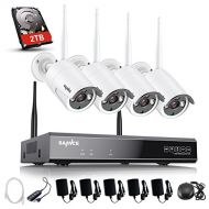 SANNCE 4CH Wireless Security Camera System - 720P HDMI NVR with 2TB Hard Disk Drive, 4 x 720P HD Indoor/Outdoor Wireless Cameras Night Vision up to 100ft -WiFi Easy Installation No