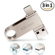 AICase Type C USB Flash Drive, [32GB] [3 in 1 Type-C/Micro USB/USB 3.0] Memory Stick OTG USB Disk for MacBook, Galaxy S8, Google Pixel XL, Android Tablets USB Type-C Flash Disk