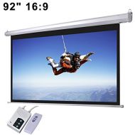 ShopOC 92 16:9 Aspect Ratio Electric Motorized Mountable Projector Screen with Remote Control