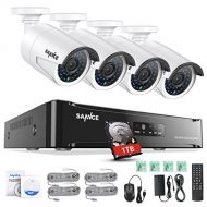 SANNCE 2MP NVR Security Camera System 4 X 1080P Weatherproof CCTV Camera and 1080P 4CH HDMI NVR Surveillance Video Recorder with 1TB Professional Hard Disk Drive, Support Email alarm, Mot