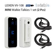 Leixen LEIXEN VV-108 Super Mini Walkie Talkies Hotel Resturant Supermarket UHF Invisible Two-Way Radio USB Cable & Earpieces, 1 Pair, White