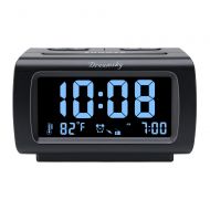 DreamSky Decent Alarm Clock Radio with FM Radio, USB Port for Charging, 1.2 Inch Blue Digit Display with Dimmer, Temperature Display, Snooze, Adjustable Alarm Volume, Sleep Timer.: